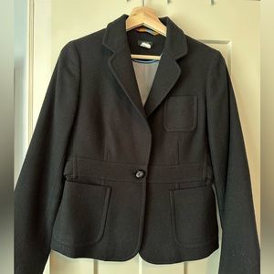 Classic Black Wool Tweed J. Crew Robert Noble Single-Button Jacket Coat